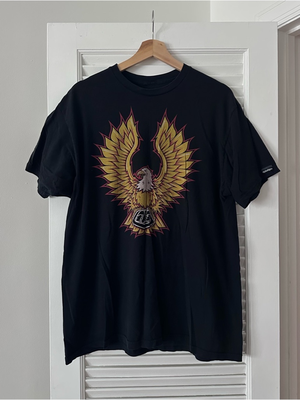 Troy Lee Designs Phoenix eagle graphic tee, black, logo on back neck, XL